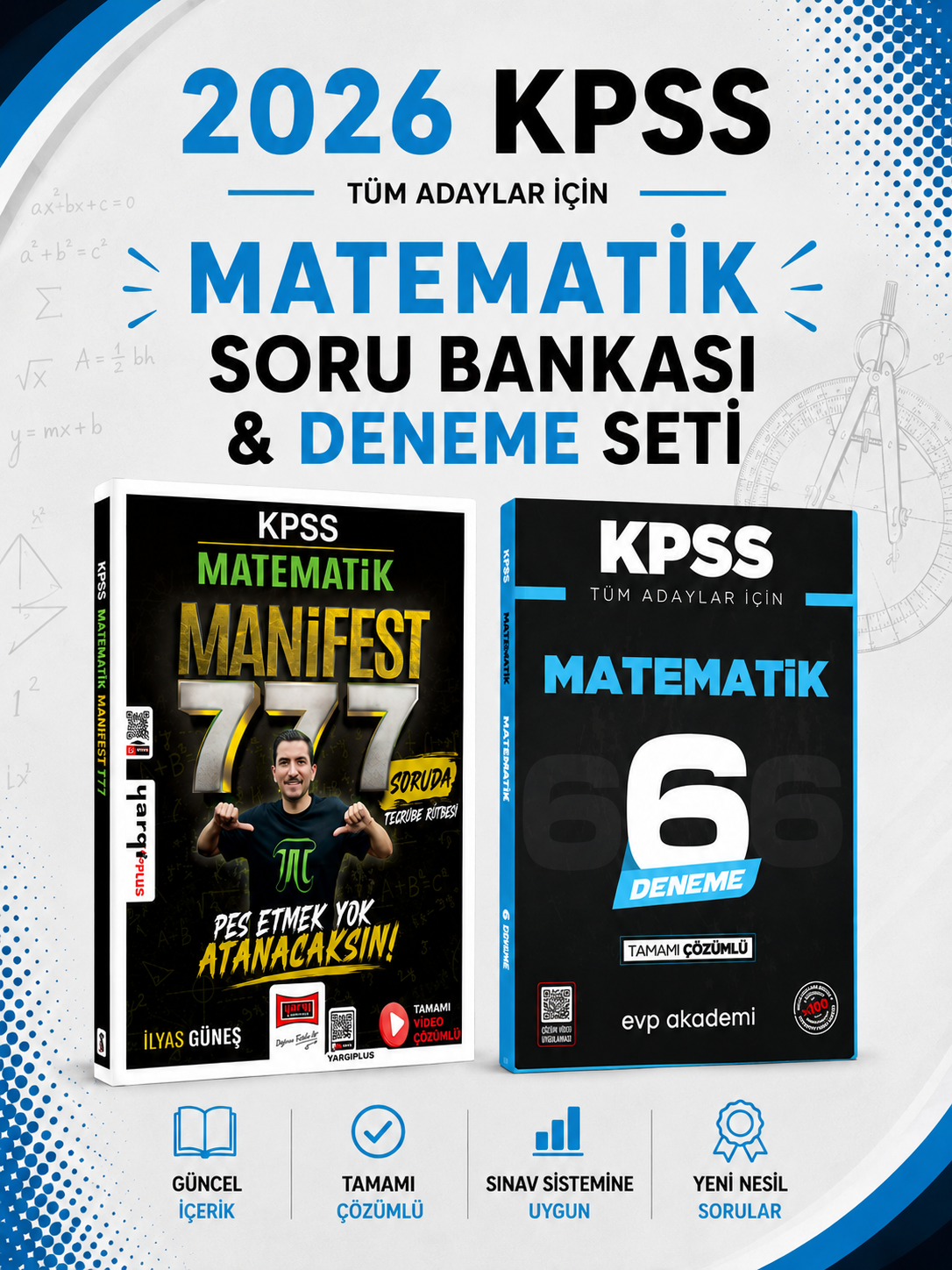 Yargı KPSS Matematik MANİFEST 777 Soruda Tekrar Kitabı & KPSS Tüm Adaylar İçin Matematik 6 Deneme  Seti