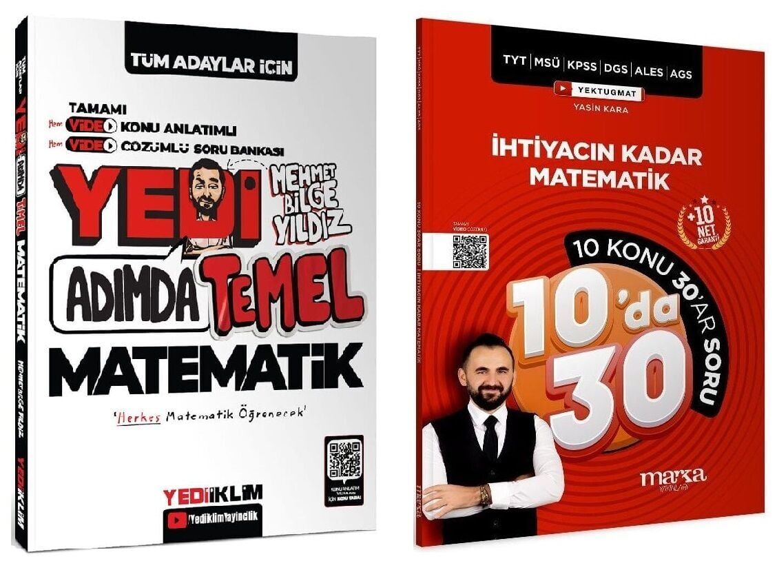 Yediiklim + Marka 2026 KPSS DGS ALES TYT 7 Yedi Adımda Temel Matematik Konu Anlatımlı Soru Bankası 2 li Set - Mehmet Bilge Yıldız Yediiklim + Marka Yayınları