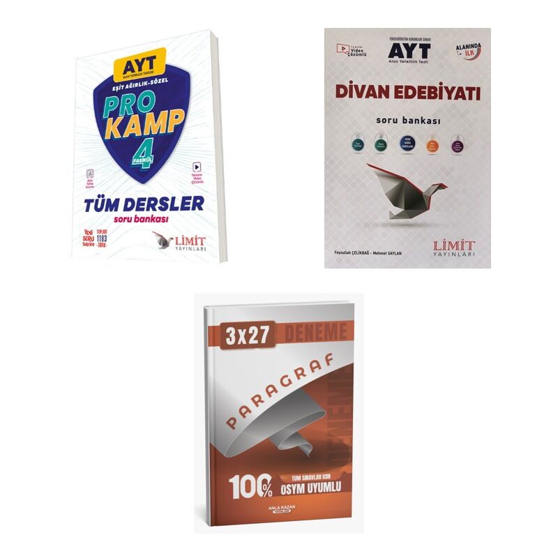 2027 Limit AYT Tüm Dersler Eşit Ağırlık Sözel Prokamp + Edebiyat Divan Edebiyatı Soru + Ankapade 3'lü Set