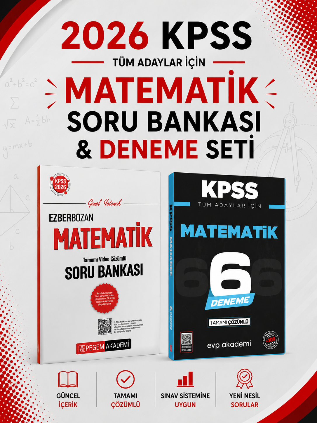 Pegem 2026 KPSS Ezberbozan Matematik Soru Bankası & KPSS Matematik 6 Deneme EVP Akademi Seti