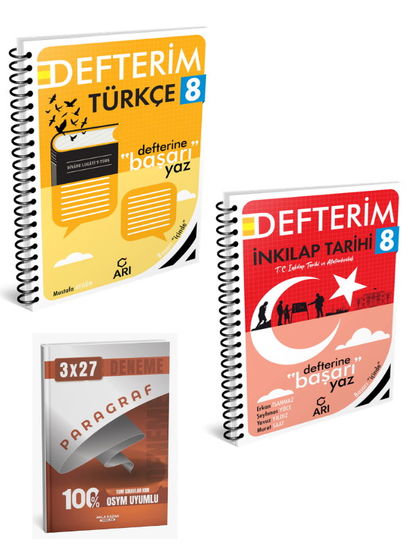 Arı 2027 8. Sınıf Türkçemino + T.C. İnkılap Tarihi ve Atatürkçülük Akıllı Defter+ Anla Kazan Paragraf