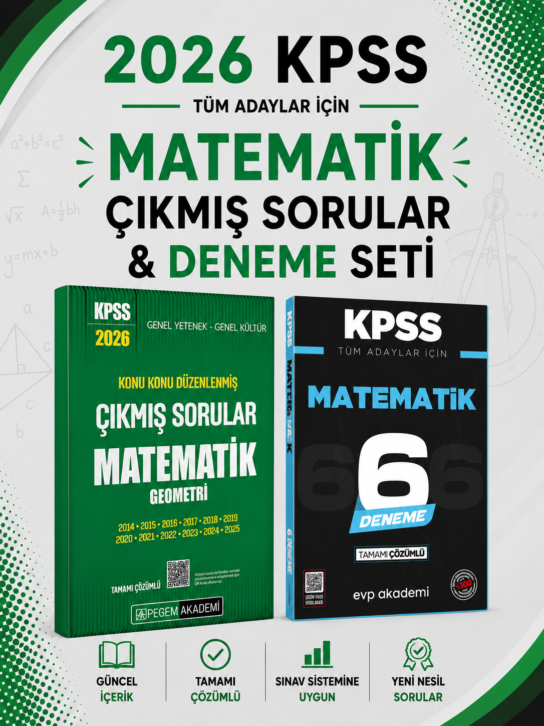 Pegem 2026 KPSS Matematik Çıkmış Sorular & KPSS Matematik 6 Deneme EVP Akademi