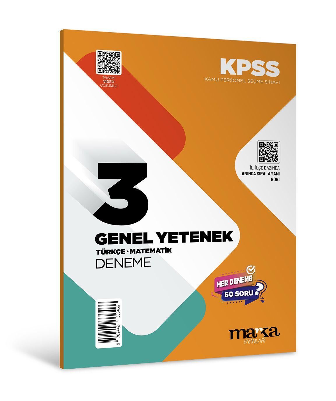 Marka 2026 KPSS Genel Yetenek Türkçe-Matematik 3 Deneme Çözümlü Marka Yayınları