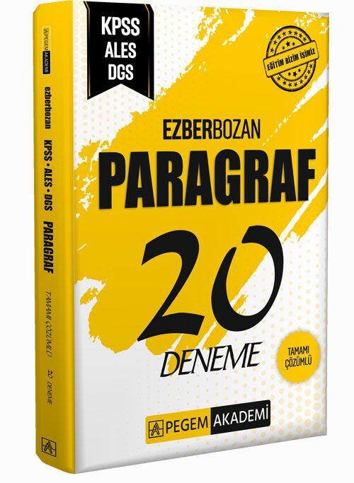 Pegem KPSS ALES DGS Paragraf Ezberbozan 20 Deneme Çözümlü Pegem Akademi Yayınları