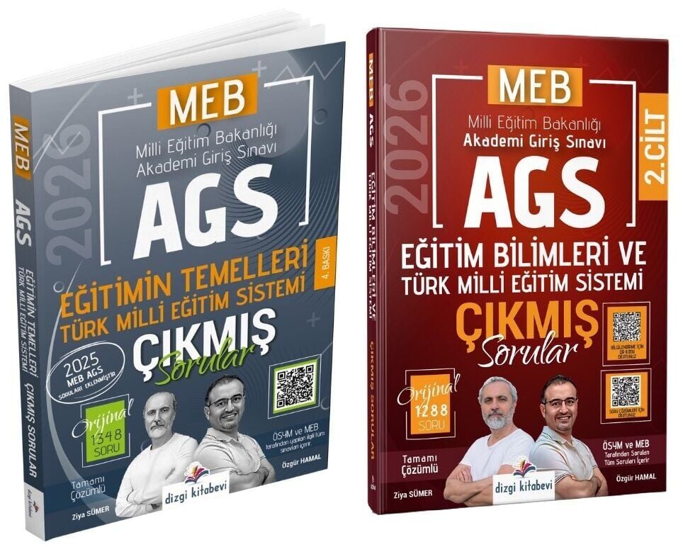 YENİ AGS - Dizgi Kitap 2026 MEB-AGS Eğitim Bilimleri ve Türk Milli Eğitim Sistemi Çıkmış Sorular 2 li Set - Ziya Sümer, Özgür Hamal Dizgi Kitap