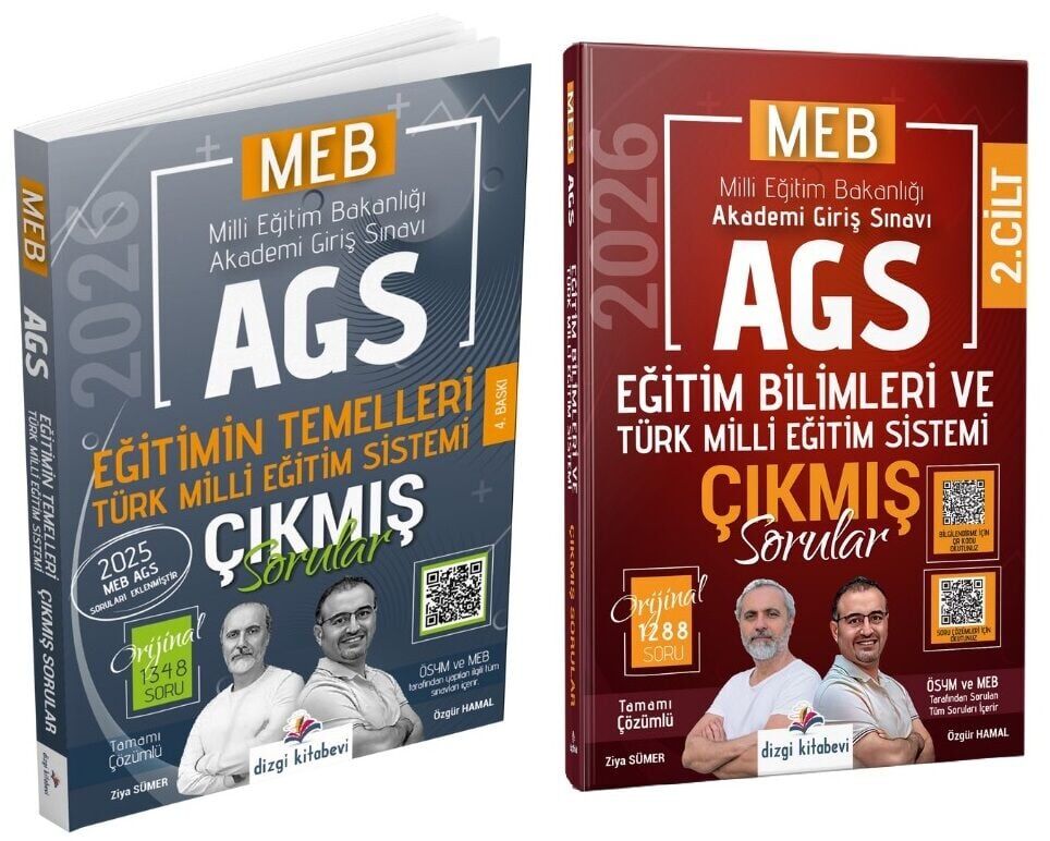 YENİ AGS - Dizgi Kitap 2026 MEB-AGS Eğitim Bilimleri ve Türk Milli Eğitim Sistemi Çıkmış Sorular 2 li Set - Ziya Sümer, Özgür Hamal Dizgi Kitap