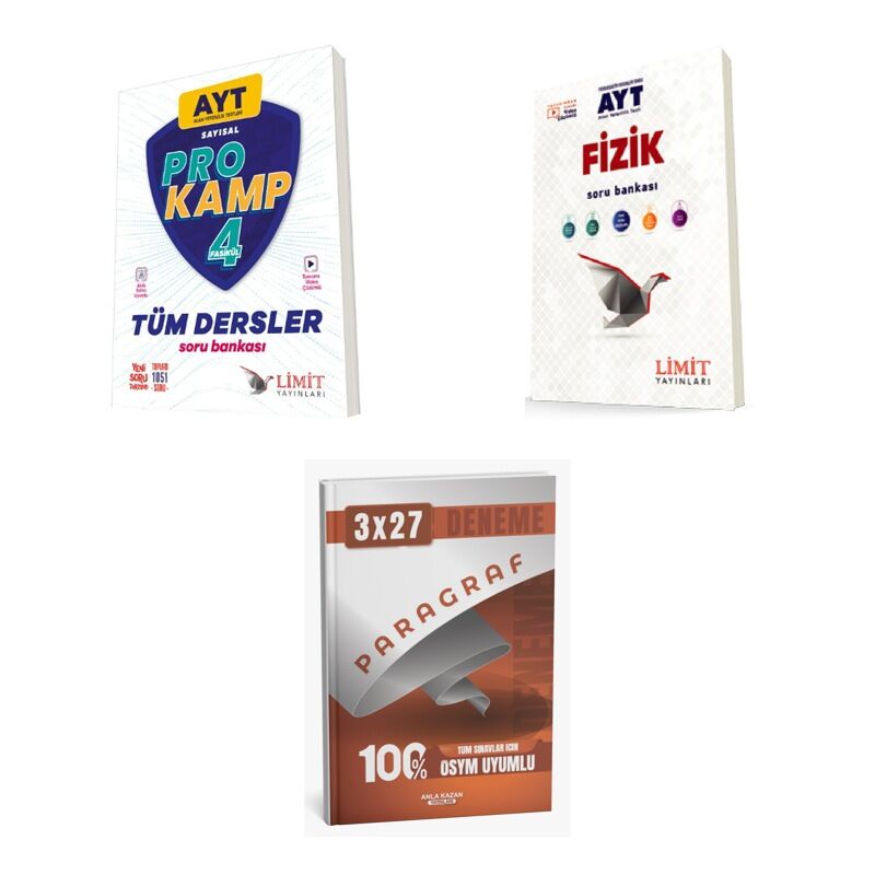 2027 Limit AYT Tüm Dersler Sayısal Prokamp + Fizik Soru + anla kazan paragraf deneme 3'lü Set