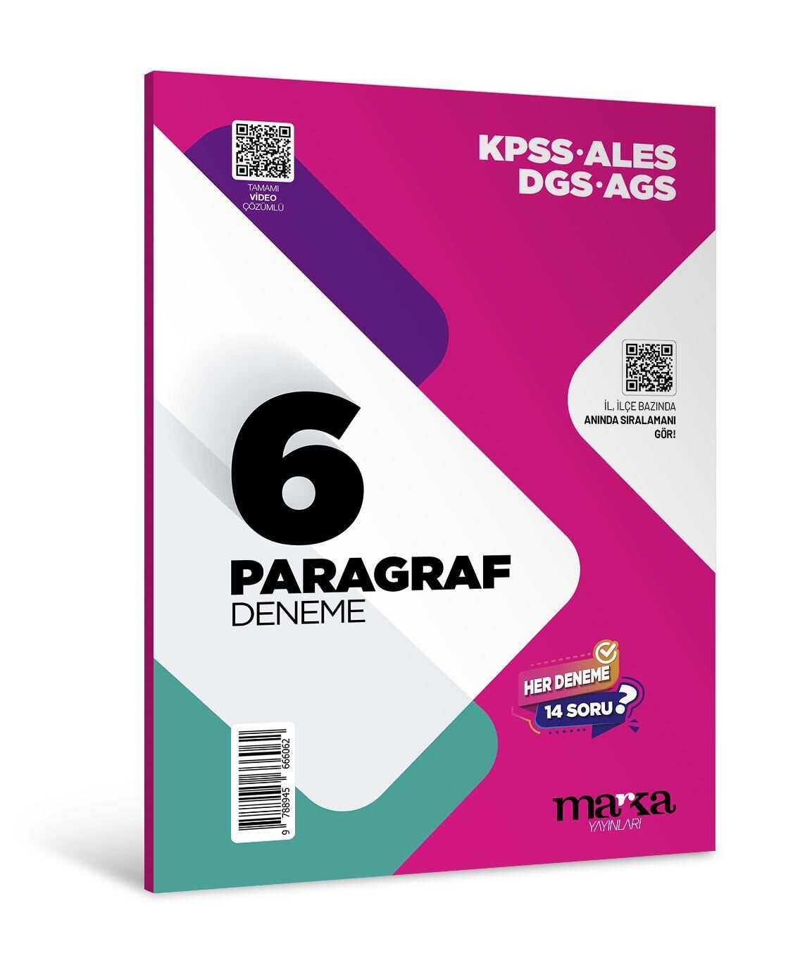 Marka 2026 KPSS Paragraf 6x14 Kolaydan Zora Deneme Video Çözümlü Marka Yayınları