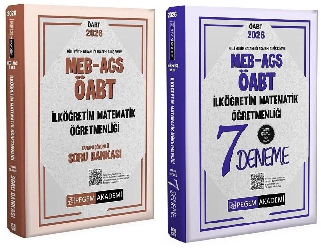 Pegem 2026 ÖABT MEB-AGS İlköğretim Matematik Öğretmenliği Soru Bankası + 7 Deneme 2 li Set Pegem Akademi Yayınları