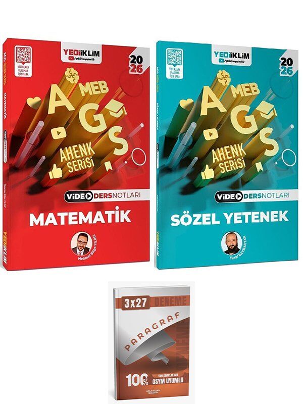 Yediiklim 2026 MEB-AGS Matematik Sayısal + Sözel Yetenek Video Ders Notları 2 li Set Anla Kazan Deneme