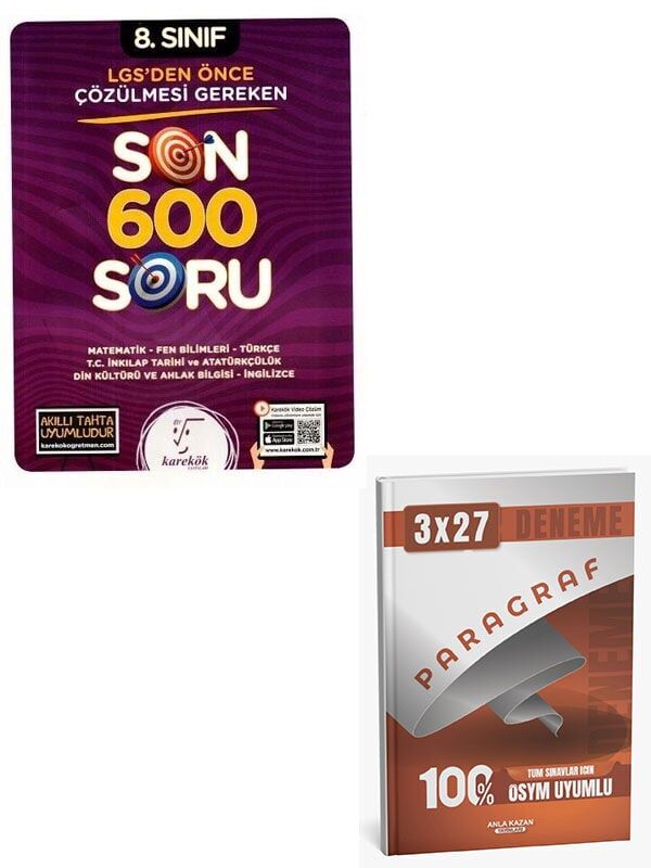 Karekök 2027 8. Sınıf LGS 'den Önce Çözülmesi Gereken Son 600 Soru+Anla Kazan Paragraf Deneme