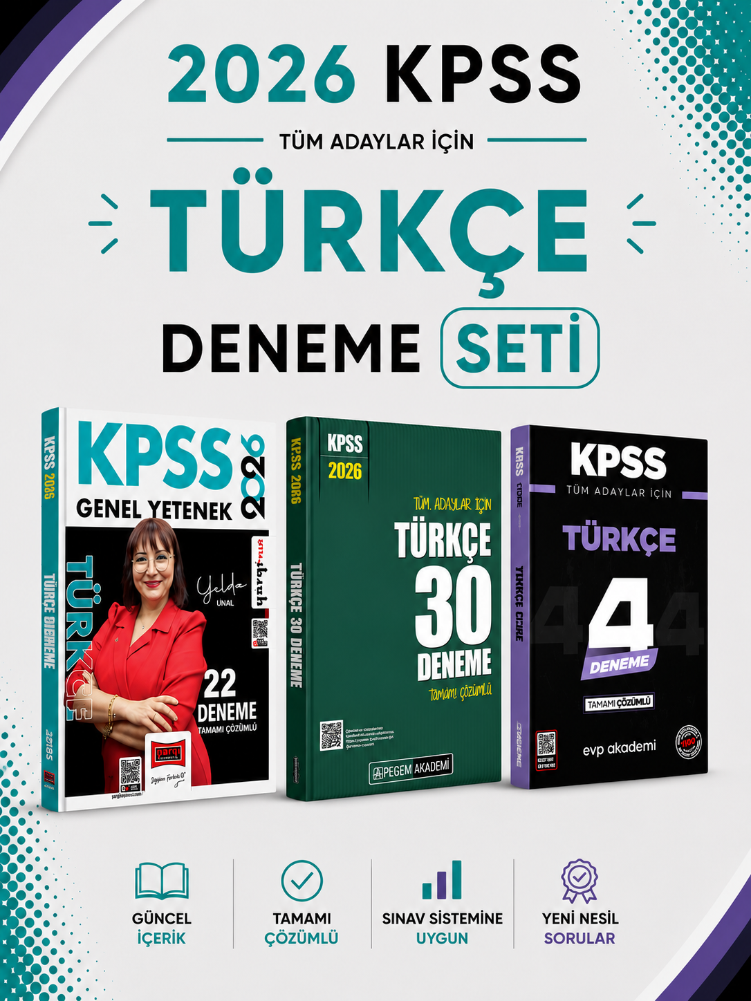 2026 KPSS Türkçe Deneme Seti Yargı Yayınları + Pegem Akademi + EVP Akademi Seti
