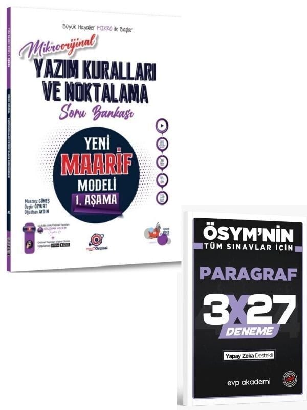 Orijinal 2027 Mikro Yazım Kuralları ve Noktalama Maarif Model Soru Bankası Güncel Müfredat+ EVP Akademi Paragraf