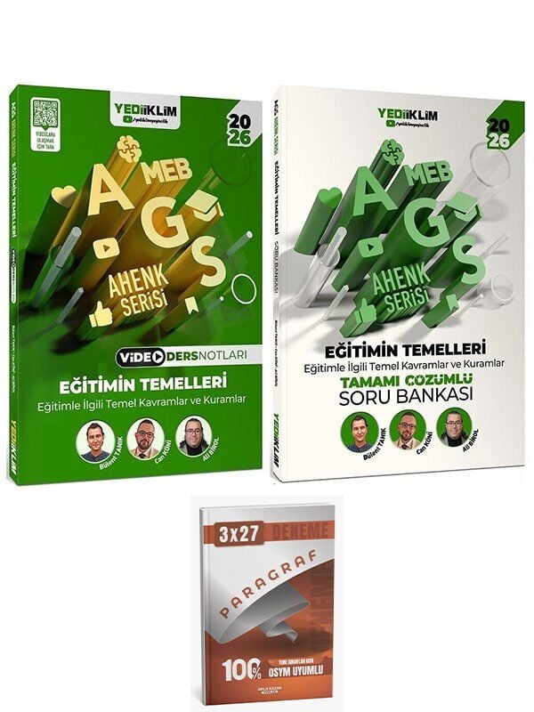 Yediiklim 2026 MEB-AGS Eğitimin Temelleri Video Ders Notları + Soru Bankası 2 li Set Anla Kazan Deneme