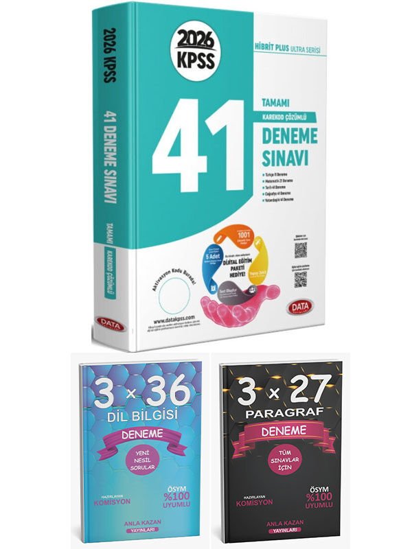 Anla Kazan + Data 2026 KPSS Genel Kültür Genel Yetenek 41 Deneme + Paragraf Dil Bilgisi Deneme 3 lü