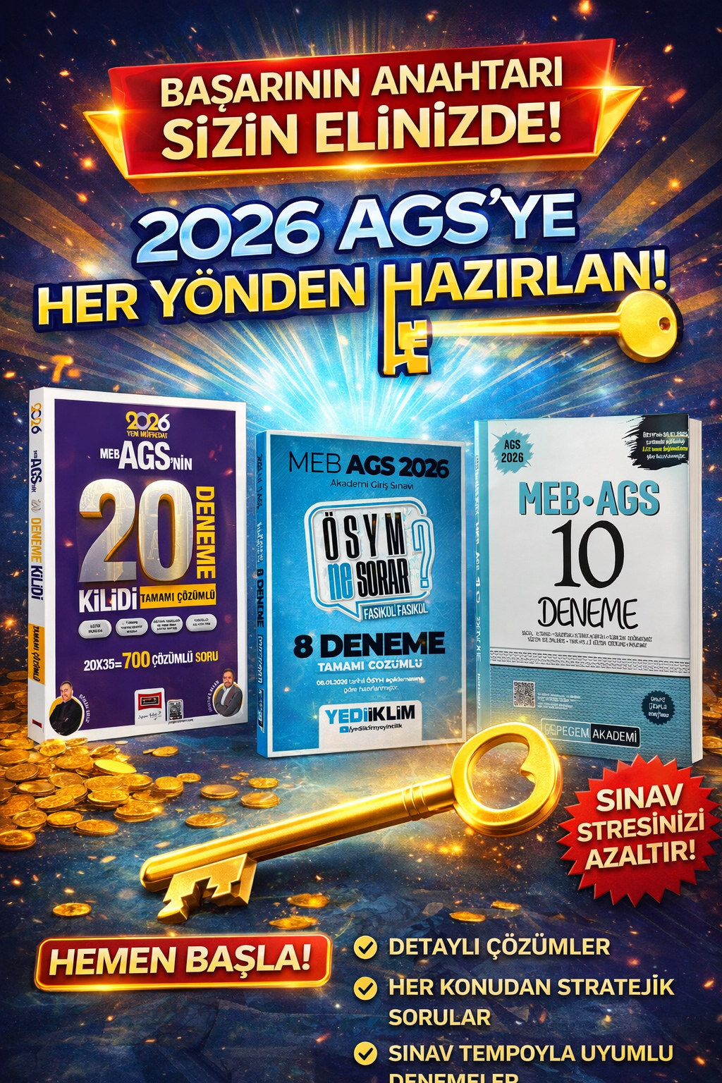 Yargı 2026 MEB-AGS Kilidi 20 Deneme & Yediiklim MEB AGS ÖSYM Ne Sorar 8 Fasikül Deneme & Pegem MEB AGS 10 Deneme Seti