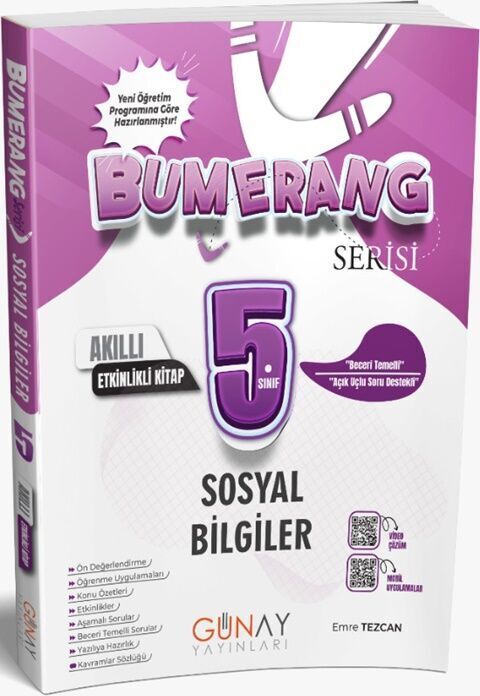 Günay Yayınları 5. Sınıf Sosyal Bilgiler Bumerang Etkinlikli Akıllı Defter Kitap