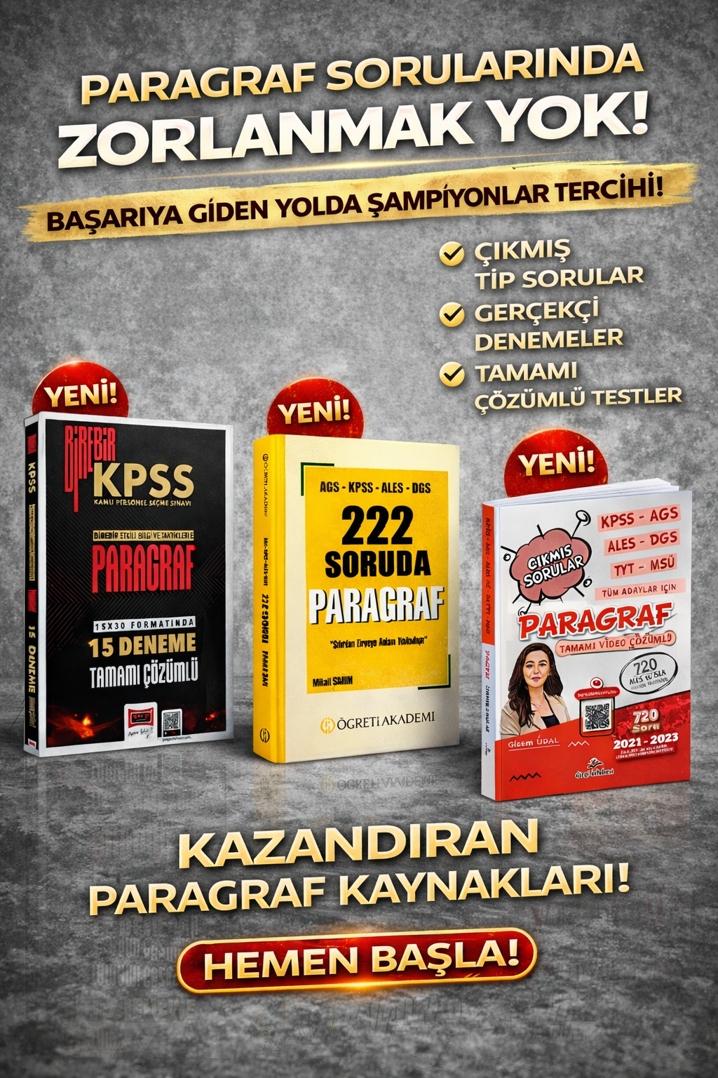 Yargı 2026 Birebir KPSS Paragraf 15 Deneme Sınavı & 222 Soruda Paragraf Öğreti Akademi & Dizgi Kitap Tüm Adaylar İçin Paragraf Çıkmış Sorular Seti