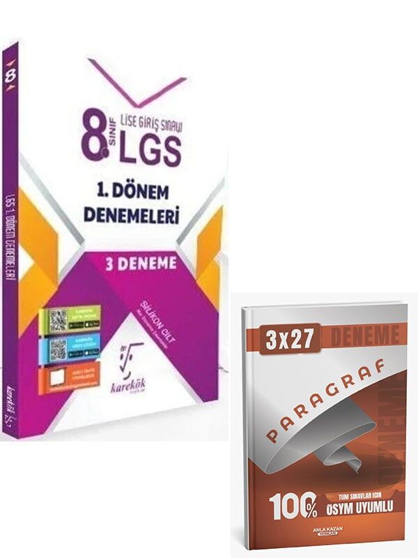 Karekök 2027  8. Sınıf LGS Tüm Dersler 1. Dönem 3 Deneme+Anla Kazan Paragraf Deneme
