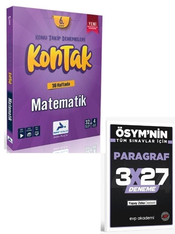 Paraf 2027 6. Sınıf Kontak Matematik Denemeleri+ EVP Akademi Paragraf