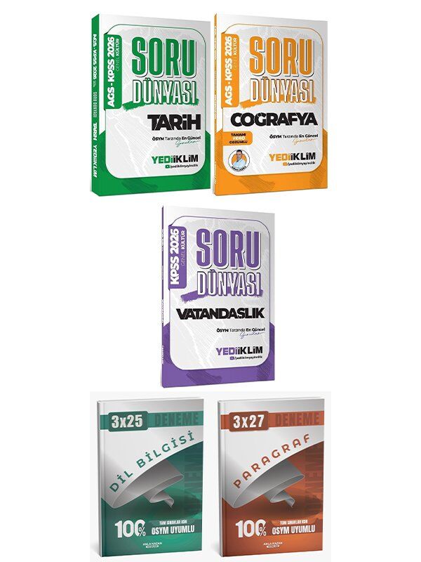 Yediiklim 2026 KPSS Tarih + Coğrafya + Vatandaşlık Soru Dünyası Soru Bankası 3 lü Set Anla Kazan Deneme