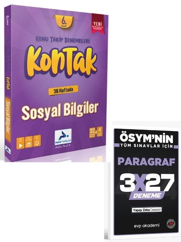 Paraf 2027 6. Sınıf Kontak Sosyal Bilgiler Denemeleri+ EVP Akademi Paragraf