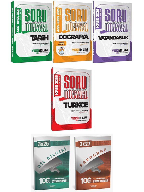Yediiklim 2026 KPSS Tarih + Coğrafya + Vatandaşlık + Türkçe Soru Dünyası Soru Bankası 4 lü Set Anla Kazan Deneme