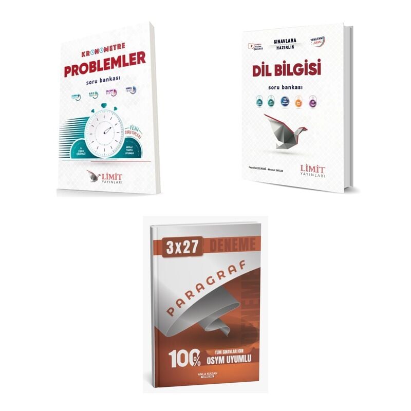 2027 TYT Limit Kronometre Problemler Soru + Dil Bilgisi Soru + anla kazan paragraf deneme 3'lü Set