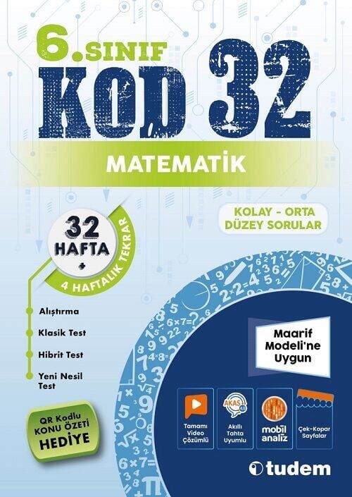 Tudem 6. Sınıf Matematik Kod 32 Tekrar Testleri Tudem Yayınları