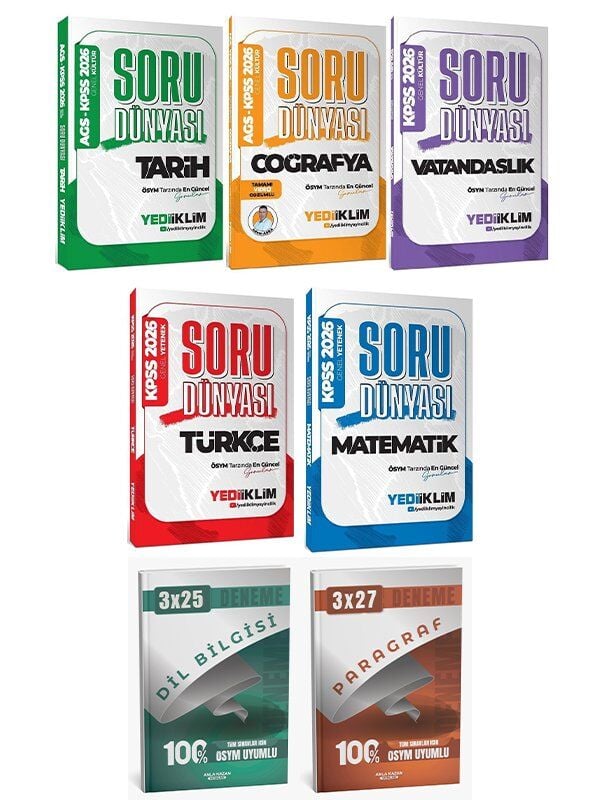 Yediiklim 2026 KPSS Genel Yetenek Genel Kültür Soru Dünyası Soru Bankası 5 li Set Anla Kazan Deneme