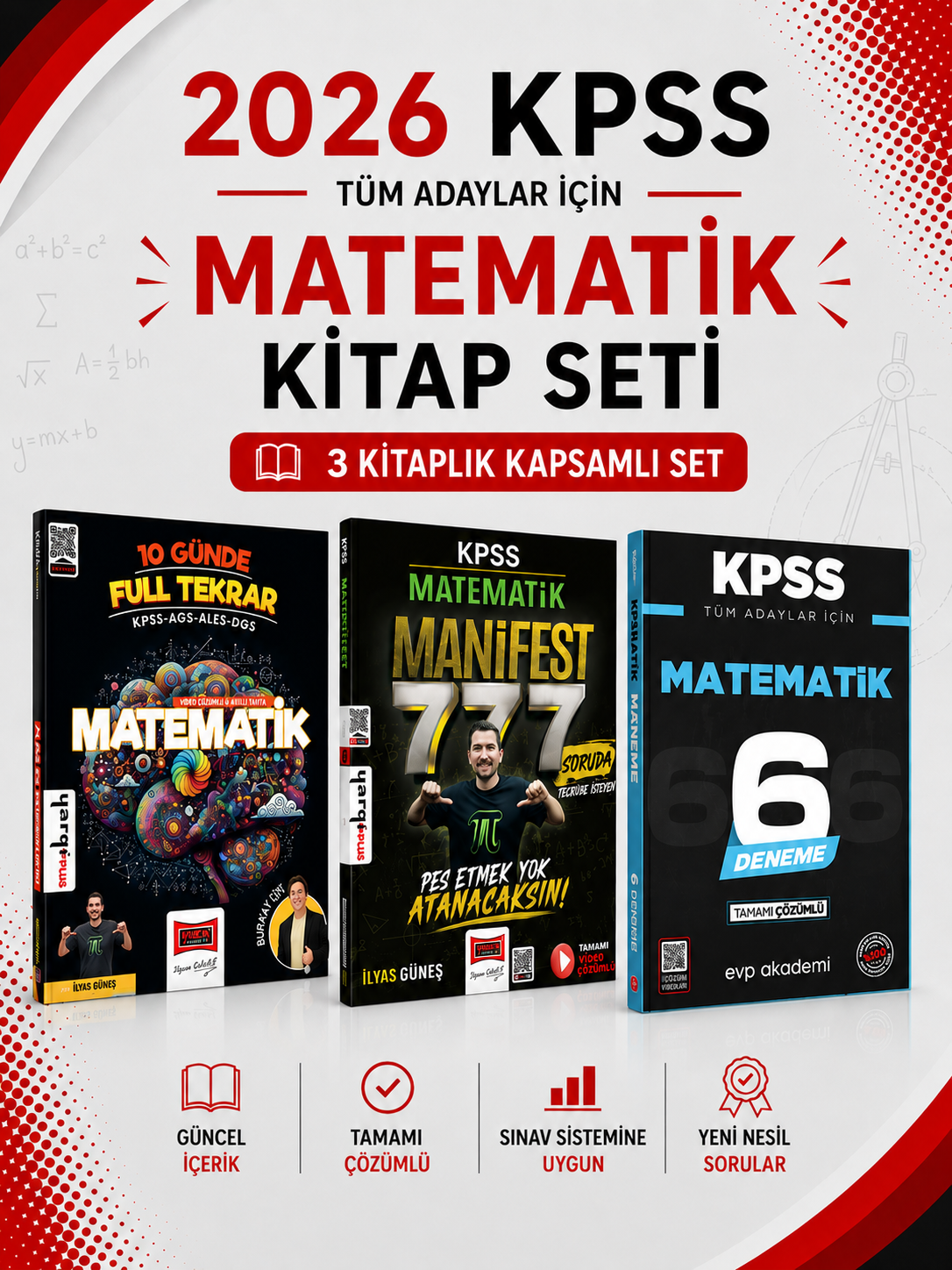 Yargı 2026 KPSS Matematik Full Tekrar & Manifest Soru Bankası & KPSS Matematik 6 Deneme EVP Akademi Seti