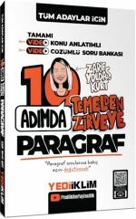 Yediiklim Tüm Adaylar İçin 10 Adımda Paragraf Video Konu Anlatımlı ve Video Çözümlü Soru Bankası