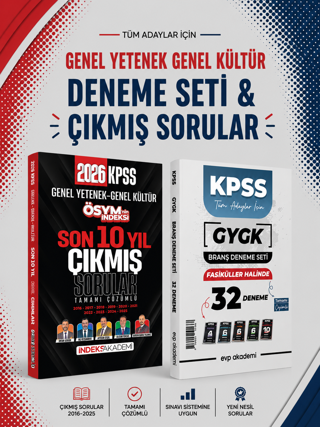 İndeks 2026 KPSS GKGY Son 10 Yıl Çıkmış Sorular & EVP Akademi KPSS Tüm Dersler 32 Deneme Seti