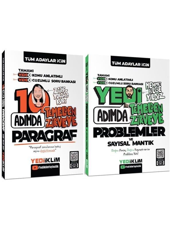 Yediiklim Tüm Adaylar İçin 10 Adımda Paragraf ve 7 Adımda Problem 2li Set Yediiklim