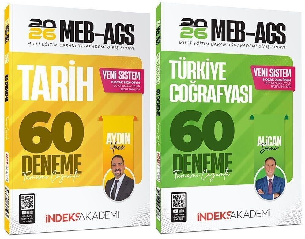 YENİ AGS - İndeks Akademi 2026 MEB-AGS Tarih + Türkiye Coğrafyası 60+60 Deneme 2 li Set - Aydın Yüce, Alican Demir İndeks Akademi Yayıncılık