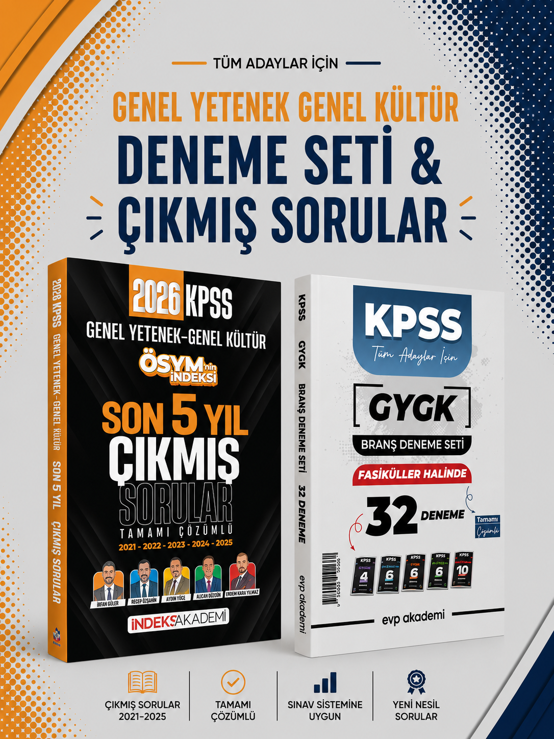 İndeks 2026 KPSS GKGY Son 5 Yıl Çıkmış Sorular & EVP Akademi KPSS Tüm Dersler 32 Deneme Seti