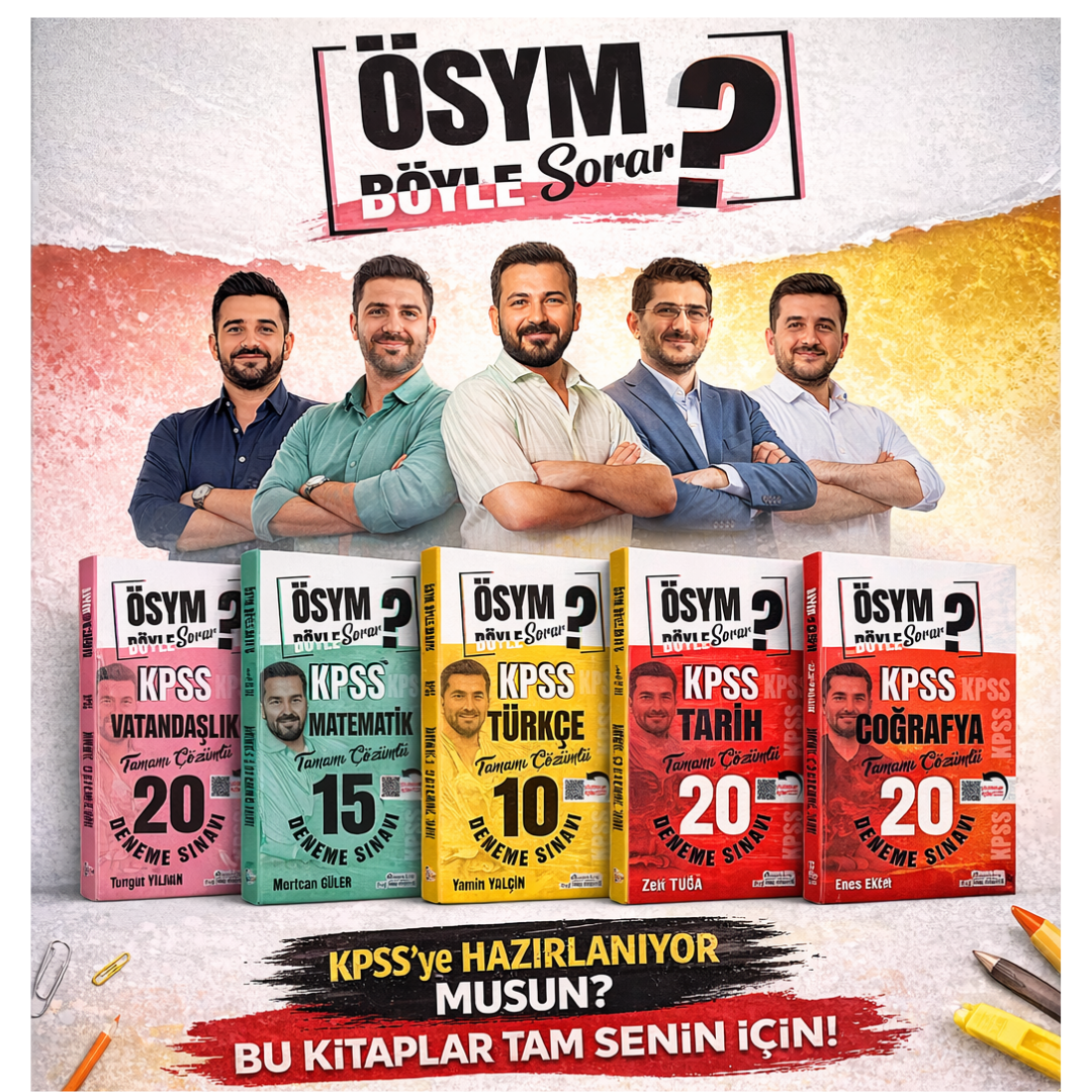Dizgi Kitap 2026 KPSS Tüm Dersler Türkçe, Matematik, Tarih, Coğrafya ve Vatandaşlık Deneme Sınavı Seti