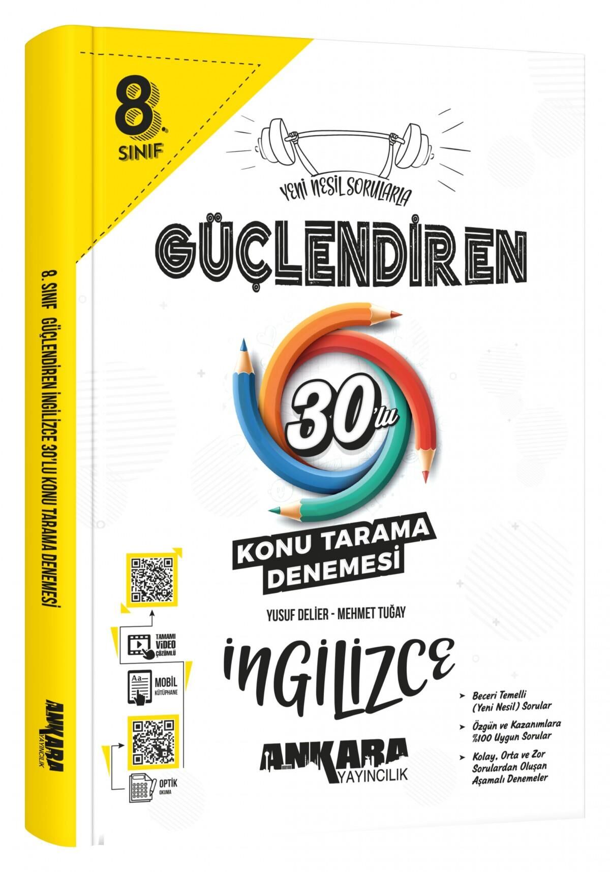 Ankara Yayıncılık 8. Sınıf İngilizce Güçlendiren 30 Konu Tarama Denemesi