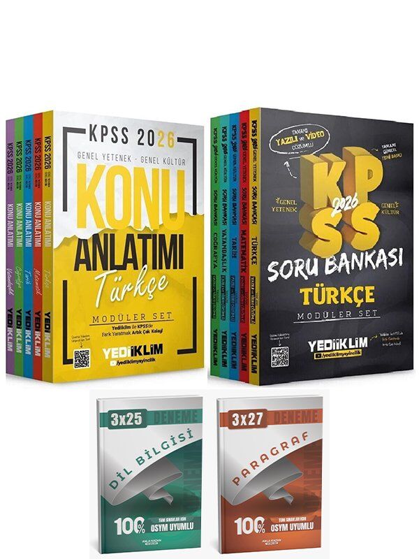 Yediiklim 2026 KPSS Genel Yetenek Genel Kültür Konu Anlatımı + Soru Bankası Modüler 2 li Set Anla Kazan Deneme