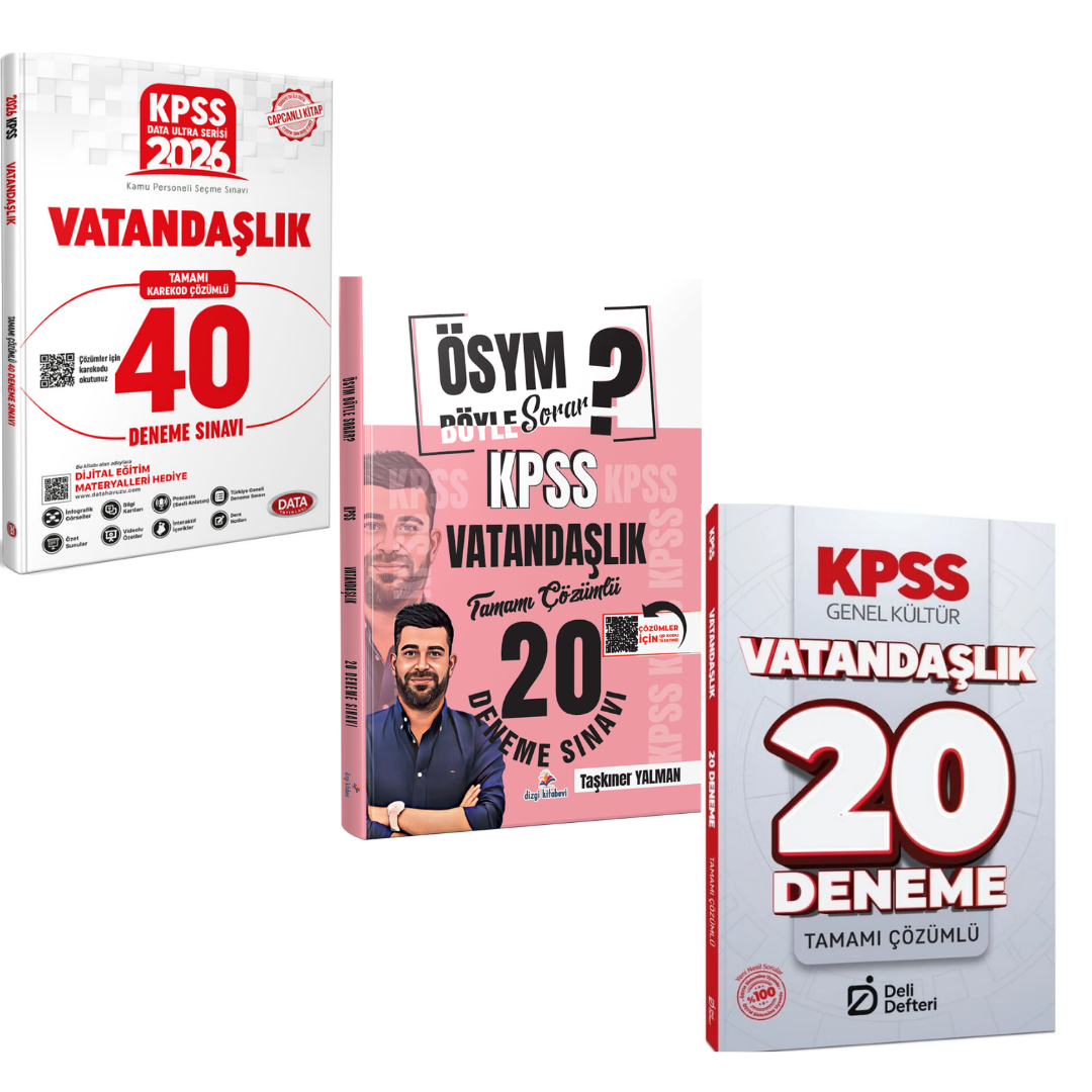 Dizgi Kitap 2026 KPSS Vatandaşlık 20 Deneme & Data KPSS Ultra Serisi Vatandaşlık Deneme & Deli Defteri KPSS Vatandaşlık 20 Deneme Seti