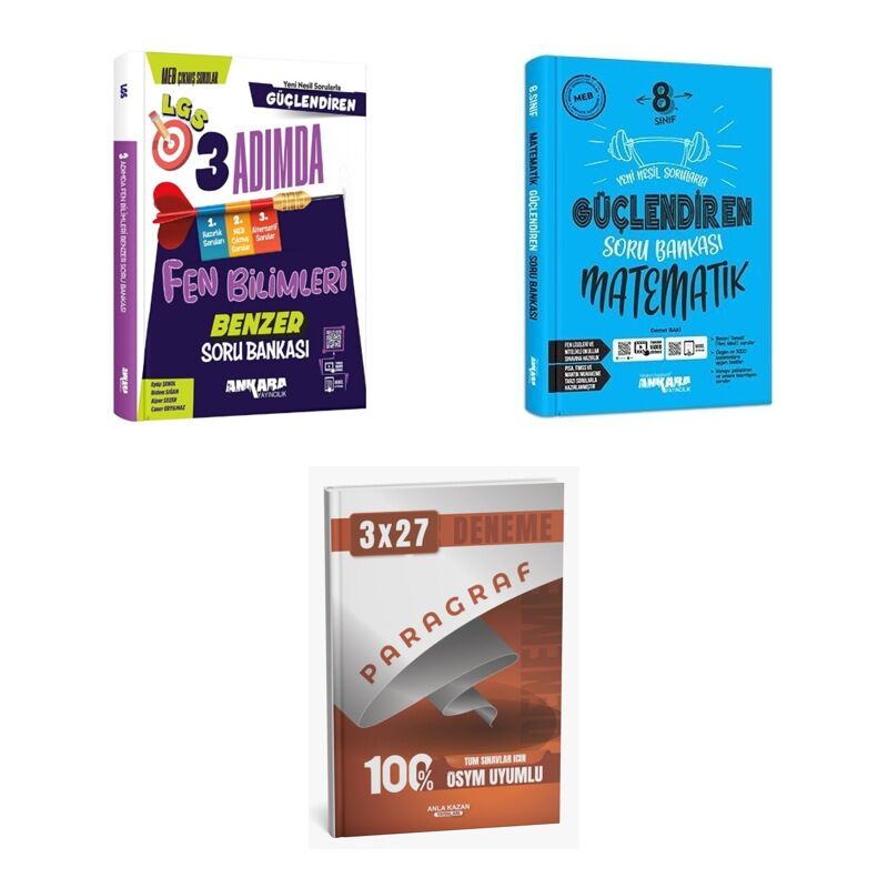 2027 Ankara 8. Sınıf Güçlendiren Fen LGS Bilimleri 3 Adımda Benzer + Matematik Soru + Ankapade 3'lü Set
