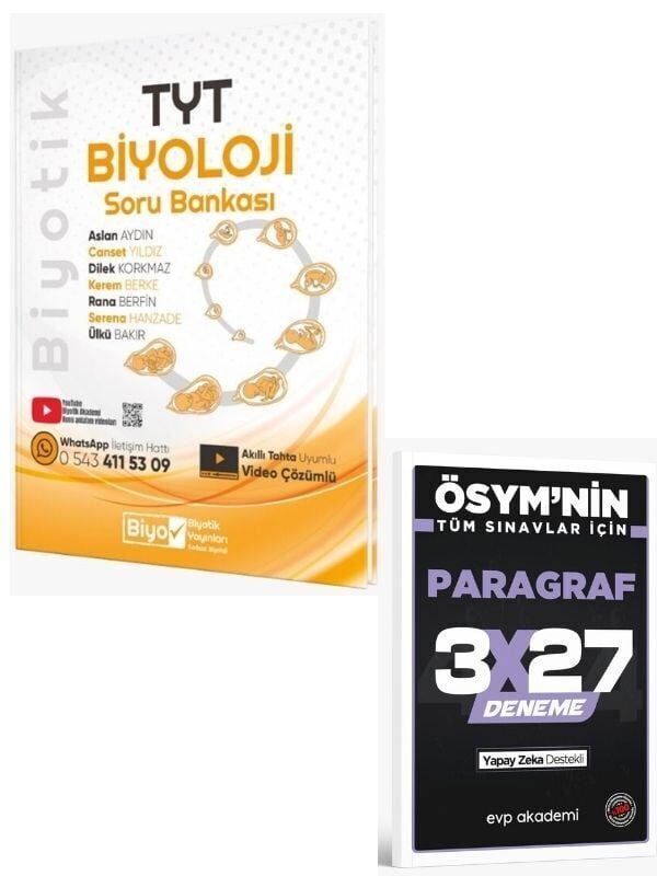 Biyotik 2027 TYT Biyoloji Biyotik Soru Bankası+ EVP Akademi Paragraf