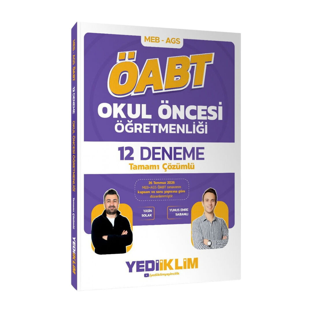 Yediiklim 2027 ÖABT MEB-AGS Okul Öncesi Öğretmenliği 12 Deneme Çözümlü - Yasin Solak, Yunus Emre Sabanlı