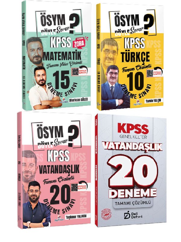 Dizgi 2026 KPSS Vatandaşlık + Türkçe + Matematik Deneme ve Deli Defteri Vatandaşlık Deneme 4 lü Set