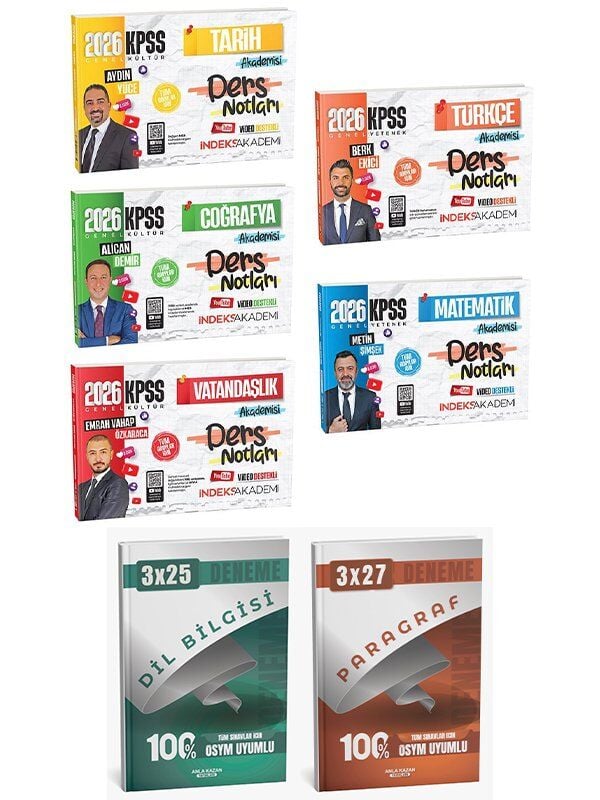 İndeks Akademi 2026 KPSS Genel Yetenek Genel Kültür Akademisi Video Ders Notları 5 li Set Anla Kazan Deneme