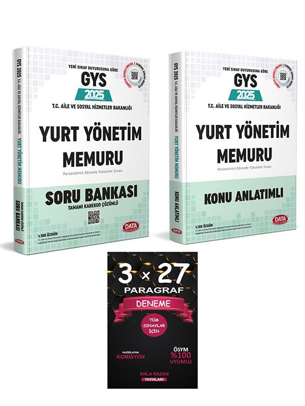 2025 T.C. Aile ve Sosyal Hizmetler Bakanlığı Yurt Yönetim Memuru GYS Konu ve Soru Data Yayınları