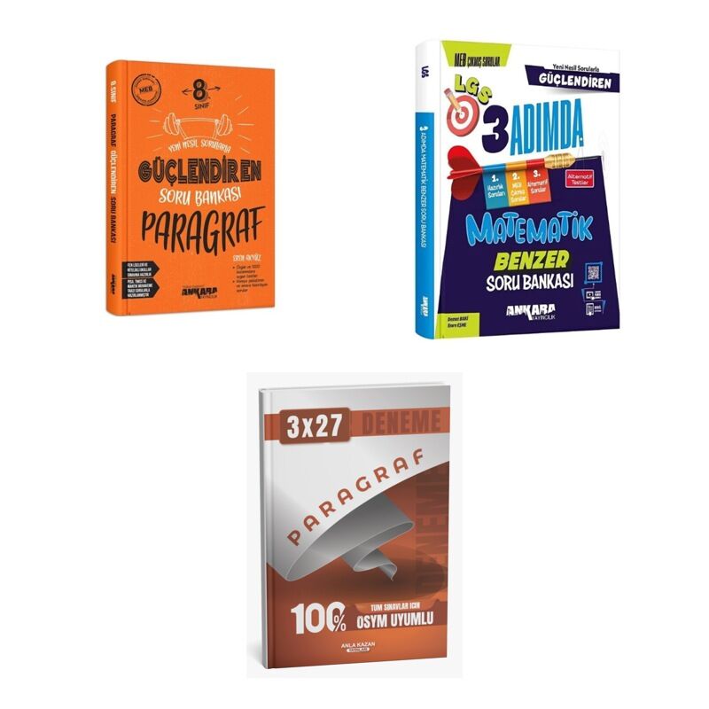2027 Ankara 8. Sınıf LGS Güçlendiren Paragraf + Matematik 3 Adımda Benzer Soru + Ankapade 3'lü Set