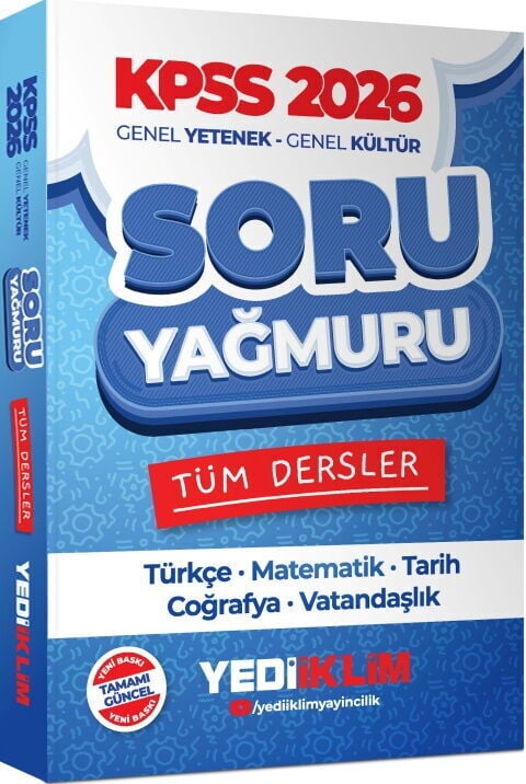Yediiklim Yayınları 2026 KPSS Genel Yetenek Genel Kültür Tüm Dersler Soru Yağmuru
