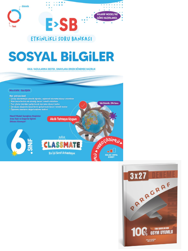 Okyanus 2027 6. Sınıf Classmate (ESB) Sosyal Bilgiler Etkinlikli Soru Bankası+ Anla Kazan Paragraf