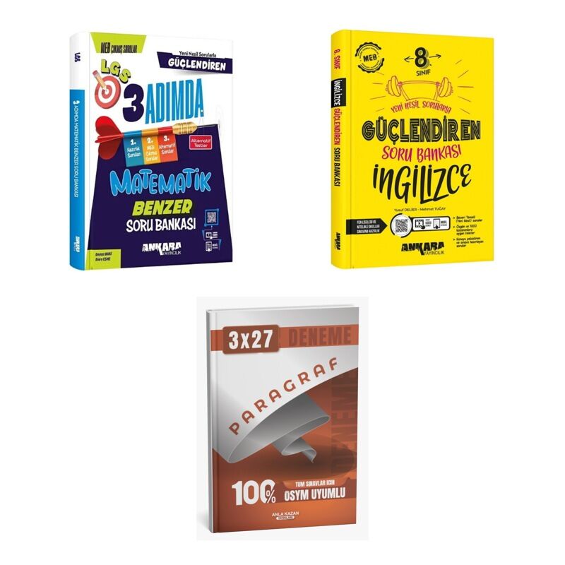 2027 Ankara 8. Sınıf Güçlendiren Matematik LGS 3 Adımda Benzer + İngilizce Soru + Ankapade 3'lü Set